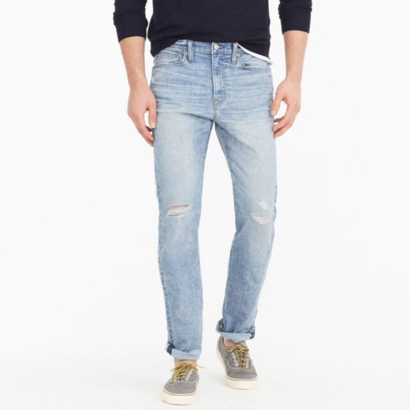 J. Crew Other - J. Crew 770 Straight-Fit Distressed Stretch Jean in Jasper Wash - Cone Denim